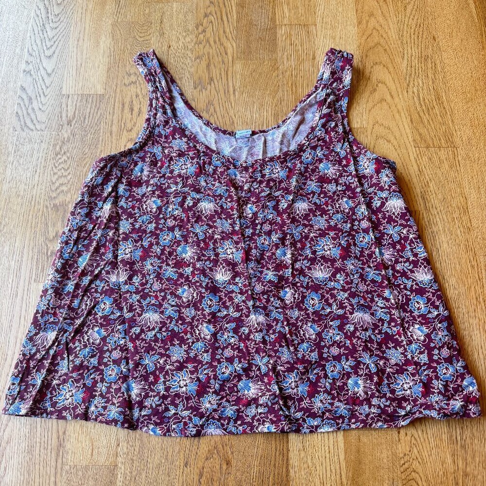 Old Navy Burgundy Floral Tank Top Size Small
